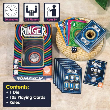 MindWare Ringer Family Card Game | A fast, replayable card game. Includes 1 die and 105 playing cards. For teens & adults.