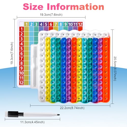 Multiplication Table Game Learning Toy Pop Multiplication Flash Cards 3rd Grade Fidget Math Game Toy 12x12 Educational Desktop Flash Card with Marker