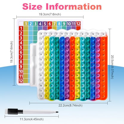 Multiplication Table Game Learning Toy Pop Multiplication Flash Cards 3rd Grade Fidget Math Game Toy 12x12 Educational Desktop Flash Card with Marker