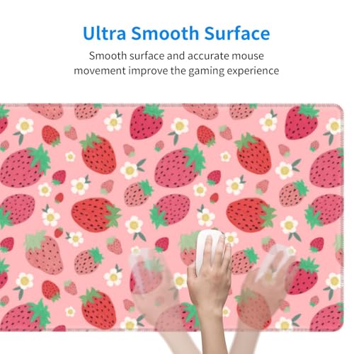 Strawberry Mouse Pad XL Large Mousepad Non Slip Rubber Base Desk Mat for Laptop Computer Gaming 31.5" X 12" - color: Strawberry