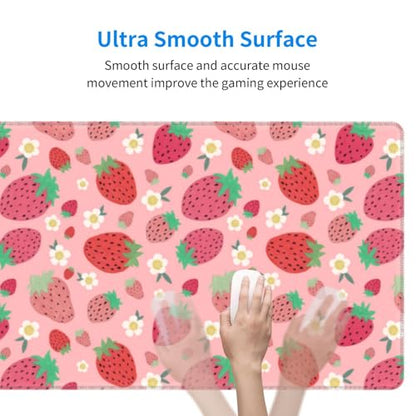Strawberry Mouse Pad XL Large Mousepad Non Slip Rubber Base Desk Mat for Laptop Computer Gaming 31.5" X 12" - color: Strawberry