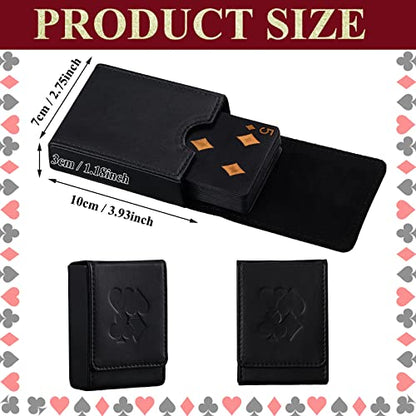 Dingion 2 Pcs Single Playing Card Case Holder Black PU Poker Card Box Protector Fits Bridge and Poker Size