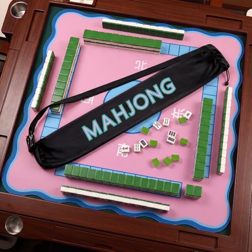 35 Inch Long Velvet Mahjong Mat Bag Cute Double Strapped Drawstring Mahjong Mat Holder Lightweight Carrying Bag for Board Games Outdoor Travel Storage-Mat Not Include(Black,1 Pc) - color: Black