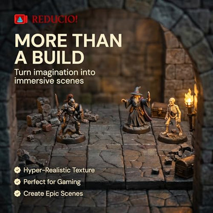 Dollhouse Miniature Paving Stones, Tiles for Modeling | Set of 50 pcs for Fairy Gardens and Tabletop Builds, REDUCIO! - color: Medieval Courtyard Pavement