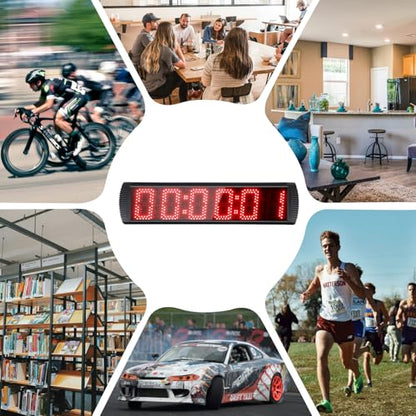 Portable 5 inch High 6 Digits LED Race Clock with Tripod for Running Events, Countdown/up Digital Race Timer, 12/24-Hour Clock,LED Stopwatch by Remote Control - style: Remote Control+Tripod