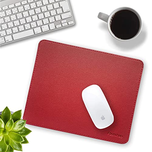 Leather Mouse Pad - Wood Mouse Pad, Double Side Mouse Pad with Stitched Edge, Waterproof Ultra Thin Mouse Pad for Computers, Laptop, Office & Home, 10.2 x 8.3 Inch, 1 Pack (Burgundy) - color: Burgundy