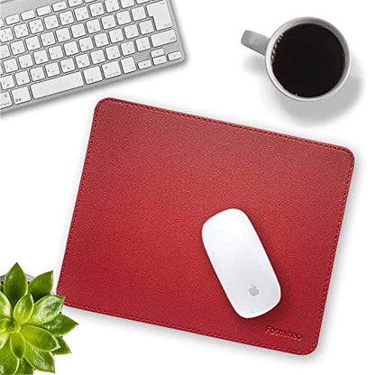 Leather Mouse Pad - Wood Mouse Pad, Double Side Mouse Pad with Stitched Edge, Waterproof Ultra Thin Mouse Pad for Computers, Laptop, Office & Home, 10.2 x 8.3 Inch, 1 Pack (Burgundy) - color: Burgundy