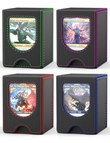 4 Pack Card Deck Box for MTG Commander, Card Case Holds 100+ Double-Sleeved Cards, Magic Card Box Fits for TCG/PTCG/CCG Card with 8 Dividers (4 Colors) - color: 4 Colors
