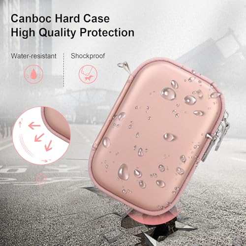 Canboc Hard Case for Kodak PIXPRO Friendly Zoom FZ55 / FZ53 / FZ45 16MP Digital Camera, Mesh Pocket fits SD Card, USB Charging Adapter, USB Cable, Rose Gold - color: Rose Gold