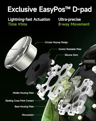 EasySMX D10 PC Controller - Elite Wireless Bluetooth Gamepad with TMR Joystick, Dual-Mode Triggers & Full Mechanical Buttons, 1000Hz Polling Rate, RGB Bakclit for PC/Switch/Switch 2/ Android/iOS - color: Green