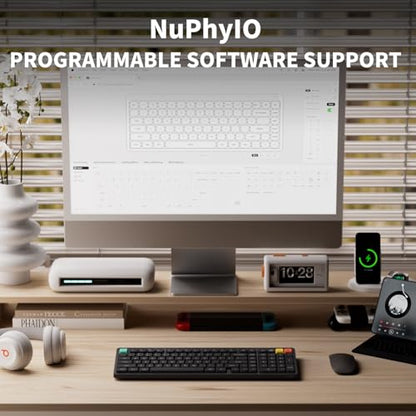NuPhy Node100 Wireless Mechanical Keyboard, Hot Swappable Custom Low Profile Keyboard, 103 Keys Computer Gaming Keyboards, Supports Touch Gestures, PBT Keycaps, RGB Backlit, Bluetooth/2.4GHz/USB-C - color: Gray, size: Low-profile Blush Nano Switch
