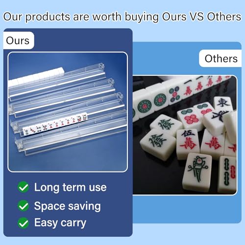 CAYOULR Mahjong Racks with Pushers Set of 4 Clear Acrylic Tile Racks | Portable Mahjong Racks One-Piece Mahjong Pushers Majiang Tile Racks for Family Game American Mahjong Gifts Accessories - color: Transparent
