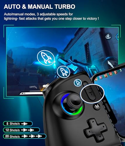 Mocagen Mobile Gaming Controller, MC2 Phone Controller for iPhone/Android/Switch/Oled/Switch 2 with Programmable/Hall Effect Joysticks & Analog Triggers/RGB Light - size: Xbox Layout-Black