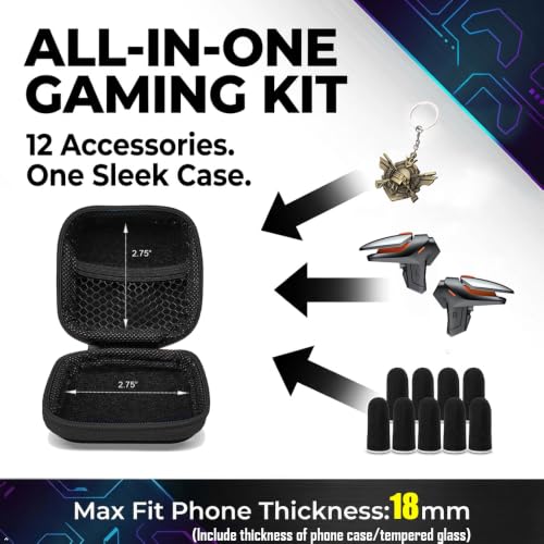 Mikirini 13 in 1 PUBG Mobile Phone Triggers, Max Phone Thickness:18mm | Controller for PUBG/Call of Duty/Free Fire/Fornite, compatible with iPhones & Android Phones