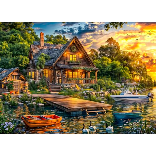 Holiday Cottages Puzzles for Adults 1000 Pieces, Jigsaw Puzzles for Adults 1000 Piece, Challenging Game Toys, Impossible Puzzle, Family Decoration Puzzle - color: Holiday Cottages
