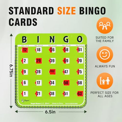Regal Bingo Bulk Bingo Cards with Sliding Windows - Reusable Large Print Bingo Game Cards for Adults Large Group - 8 Pack, Green - color: Green (9-16)