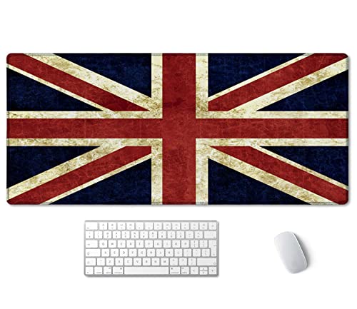 SSOIU Extended Gaming Mouse Pad (35.5x15.7 in), Large Non-Slip Rubber Base Mousepad with Stitched Edges, Waterproof Keyboard Mouse Mat Desk Pad for Work, Game, Office, Home - Flag of England - color: Flag of England