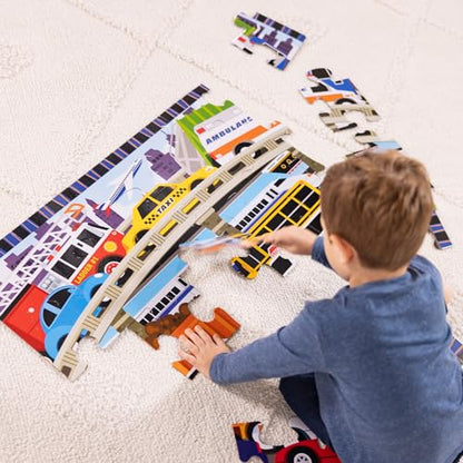 Melissa & Doug Traffic Jam Jumbo Floor Puzzle (24 Pieces, 2 x 3 Feet), Vehicle-Themed Jigsaw Puzzle for Preschoolers and Kids Ages 3+ - FSC Certified - size: 11.65 x 9.25 x 3.05, style: Traffic Jam Floor Puzzle - 24 Pieces