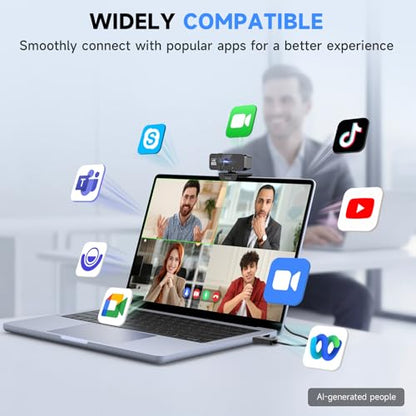 PHILIPS 4K Webcam for PC with Microphone, Computer Camera for Meetings with Privacy Cover, Plug & Play USB Web cam for Laptop, Desktop, Zoom, Teams, Skype, Video Conferencing, Streaming - Black | Plug & Play USB Web cam with Privacy Cover, for Laptop, Des