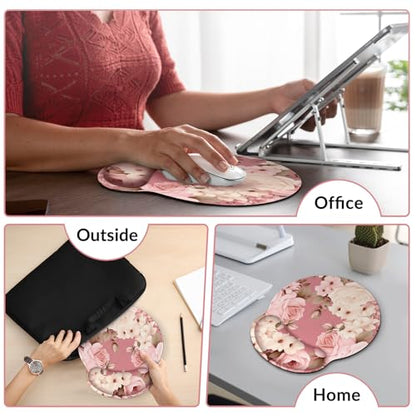 KONVINIT Ergonomic Mouse Pad with Wrist Rest, Small Mousepad with Non-Slip Rubber Base and Smooth Surface, Beach Mouse Pads for Desk, Office Desk Accessories - color: Pink