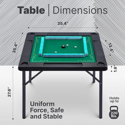 Queensell Folding Game Table with Double Sided Mat, Foldable Board Game Table for Mahjong, Domino, Poker, Puzzle, Card - 35 x 35 x 27 Inches with Storage Bag