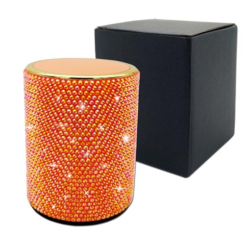Bling Dice Cup Velvet Felt-Lined Quiet Shaker with Lid Includes 12 Dices Plastic Dice Cup Set for Bar Party Family Yahtzee Farkle Classic Dice Games (Orange) - color: Orange