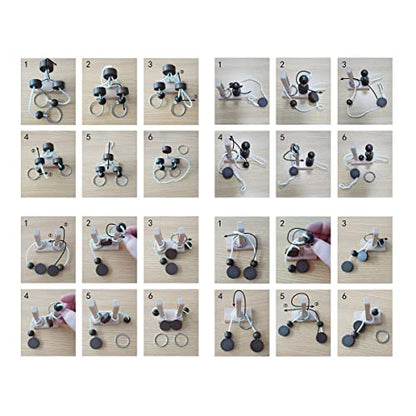 Brain Teaser Puzzle Wooden Threading Rope Loop Puzzle Luban Lock Brain Teaser Game Adult Kids Toy Puzzles for Adults (4) - size: 4