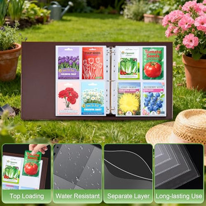 240 Pockets 3.5x5” Seed Packet Sleeves, 30 Pack Double Sided 4 Pocket Seed Organizer Sheet,Heavy Duty Garden Seeds Storage Pages for 3 Ring Binder, 8.5x11” Top Loading Clear Photo, Index Card Sleeves - color: 30 Pcs Sleeves