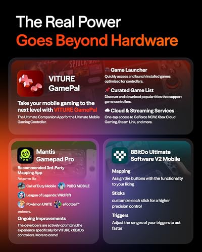 VITURE x 8BitDo Ultimate Mobile Gaming Controller – World’s First for XR Glasses | USB-C Connection for Minimum Latency, Hall Effect Sticks, Charge While Playing, Pro Performance for Android