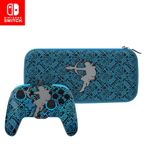 PDP Gaming GLOW Bundle Kit: REMATCH Wired Pro Controller + Travel Case, Officially Licensed for Nintendo Switch/Lite/OLED, Legend of Zelda Breath of the Wild Sheikah Shoot (Glow in the Dark) - style: Sheikah Shoot Controller + Case