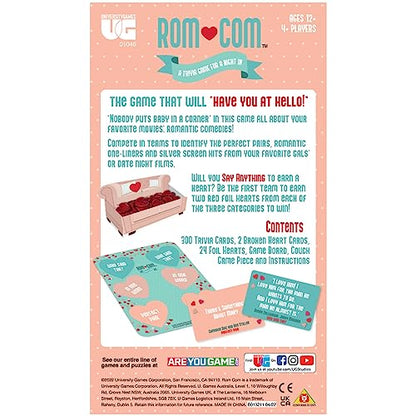 ROM Com Team Trivia Game by University Games, Perfect for Date Nights Girls Nights and Party Game Night, for Ages 12 and Up and 4 or More Players