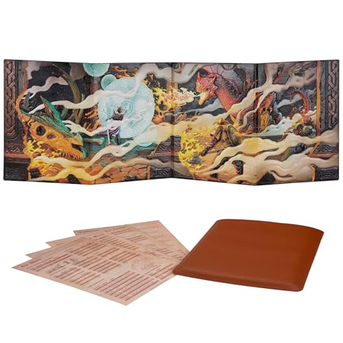 DND DM Screen 5e - D&D Dungeon Master Screen 3D Faux Leather with Customizable Inserts - Dungeons & Dragons GM / Game Master Accessories Gift for Man or Woman. Hide Dice Rolls, Maps & Books (Colored). - color: Colored