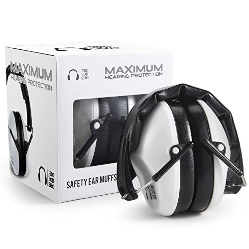 Pro For Sho 34dB NRR Hearing Protection Ear Muffs – Highest NRR Compact Design Ear Protection for Loud Events & Sensory Use - color: White, size: Standard