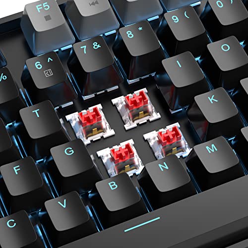 MageGee 75% Mechanical Gaming Keyboard, Red Switch, LED Blue Backlit, 87 Keys Compact TKL Wired Computer Keyboards for Windows Laptop PC Gamer - Black/Grey - color: Black Grey/Red Switch