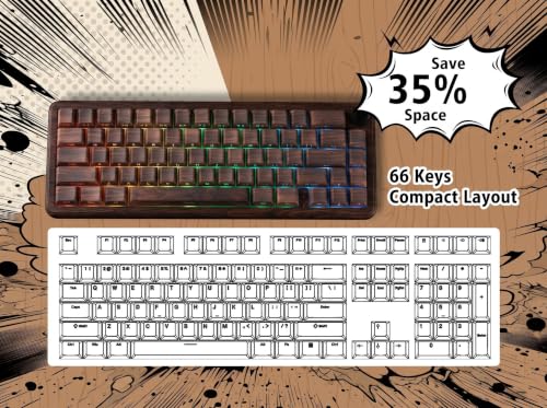 womier L65 60% Brown Mechanical Keyboard with Knob,4000mAh,Tri Mode USB-C/BT5.0/2.4G,RGB Backlit,Hot Swap,Linear Switch,Gasket Mounted Wireless Gaming Keyboard for PC/Mac,Wood Pattern Theme - color: Wood Pattern theme