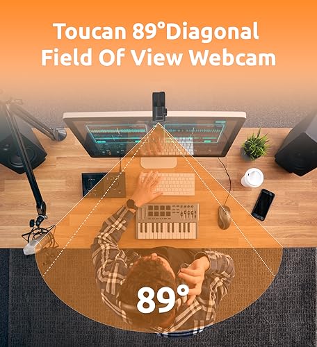 TOUCAN 1080P Webcam with Microphone,FHD Streaming Camera with 1080P/60fps,Privacy Protection Plug Play Ultra Compact Web Cam w/ 89°View for Computer/Meeting/Online Classes/Zoom/YouTube - style: W100+Webcam