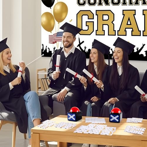 Graduation Friendly Feud Game with 2 Answer Buzzers, Fun Family Grad Party Board Games for Adults Feud Card Trivia Quiz Activities for Holiday Party Family Office Group Team Building - style: Graduation