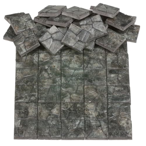 Dollhouse Miniature Paving Stones, Model Tiles | Set of 50 pcs for Fairy Gardens and Tabletop Terrain, REDUCIO! - color: Dungeon Floor Tiles