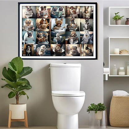 Think2Master Pooping Dogs & Puppies 1000 Pieces Jigsaw Puzzle. Pooping Puppies, Funny Bathroom Decoration, Gag Gift. Teens, Adults, Seniors & Families. Great for13+ Size: 26.8” x 18.9” - style: Pooping Dogs