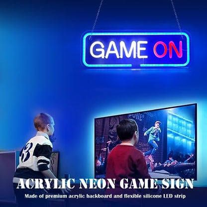 Neon Signs Beadroom Decoration Neon Lights Wired USB with Switch Acrylic LED Light Signs Wall Decor for Kids Teen Gamer Bedroom Game House PC Room Party Decoration LED Neon Light (GAME ON) - style: GAME ON