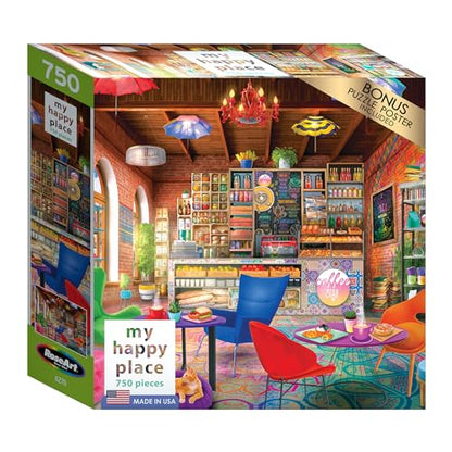 RoseArt - My Happy Place - Boho Coffeshop - 750 Piece Jigsaw Puzzle for Adults - style: Boho Coffeeshop