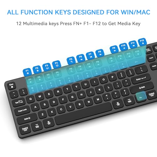 Rechargeable Wireless Keyboard for Mac and Windows, Ultra Slim 2.4GHz Full-Size Keyboard with Low-Profile Quiet Keys, Compatible with PC, Laptop, Windows 11/10/8/7 (Black) - color: Black-1