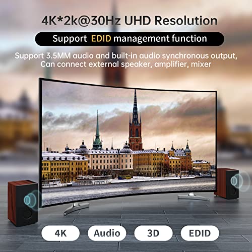 MT-VIKI 4K HDMI Matrix Switch 4x4 with Audio Extraction +Web GUI+ Remote, Rack Mount Switcher & Splitter, 4K@30Hz, EDID, RS232, LAN Port, APP for Conference Room, Church (4 in 4 Out) - size: 4X4 4K30Hz