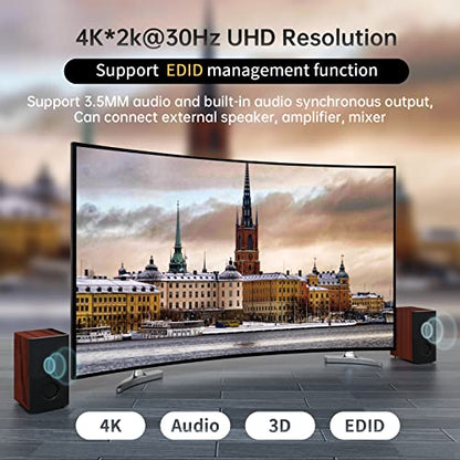 MT-VIKI 4K HDMI Matrix Switch 4x4 with Audio Extraction +Web GUI+ Remote, Rack Mount Switcher & Splitter, 4K@30Hz, EDID, RS232, LAN Port, APP for Conference Room, Church (4 in 4 Out) - size: 4X4 4K30Hz