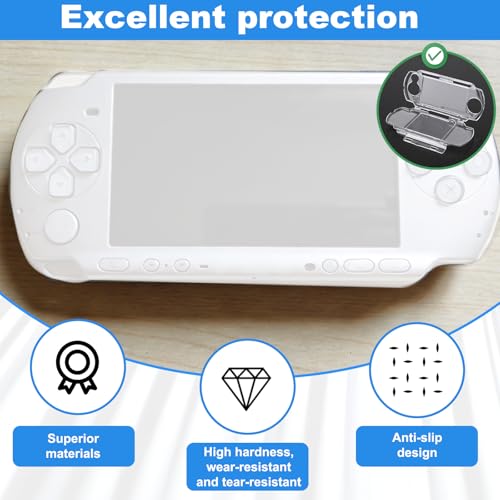 Penitue Transparent Hard Shell Case Cover and 2 Screen Protective Film, High Hardness Anti-Scratch Clear Protective Replacement Sleeve Accessories Compatible with 2000/3000 Game Console