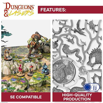 Dungeons & Lasers Prepainted Terrain Sets for DND and Tabletop RPG Games - 5E Compatible with 28mm-32mm Scale Miniatures - Modular Design for Fast Assembly (Dwarven Mine) - style: Dwarven Mine