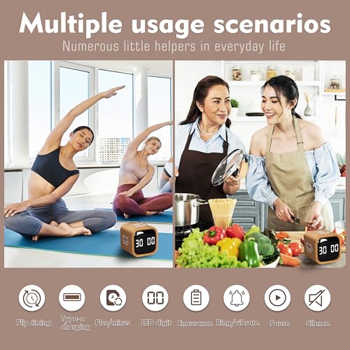 VEWINGL Cube Productivity Timer, 5/10/30/60 Min Presets + Custom Countdown, Silent/Vibrate/Sound Alarm, Pause & Resume, Desk Timer for Work, Study, Tasks, Kitchen - color: Ripple