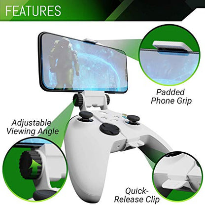 Orzly Xbox Series X Controller Mobile Gaming Clip, Xbox Controller Phone Mount Adjustable Phone Holder Clamp Compatible with Xbox Series X|S, Xbox One, Xbox One S, Xbox One X-Robot White - color: Robot White