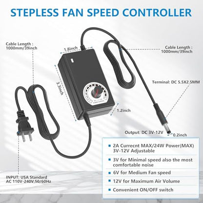 Router TV Box Mac mini DVR Xbox Receiver Cabinet Variable Cooling Fan, 12V 4X 120mm Computer Fan with Speed Controller Dual Ball Bearing - size: 9.5x9.5in cooling pad