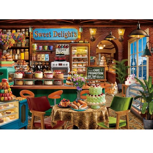 HUADADA Puzzles for Adults 1000 Pieces-Sweet Shop | Eco matte oil print, eye strain relief, tight puzzle piece fit, vibrant colours - color: Sweet Shop